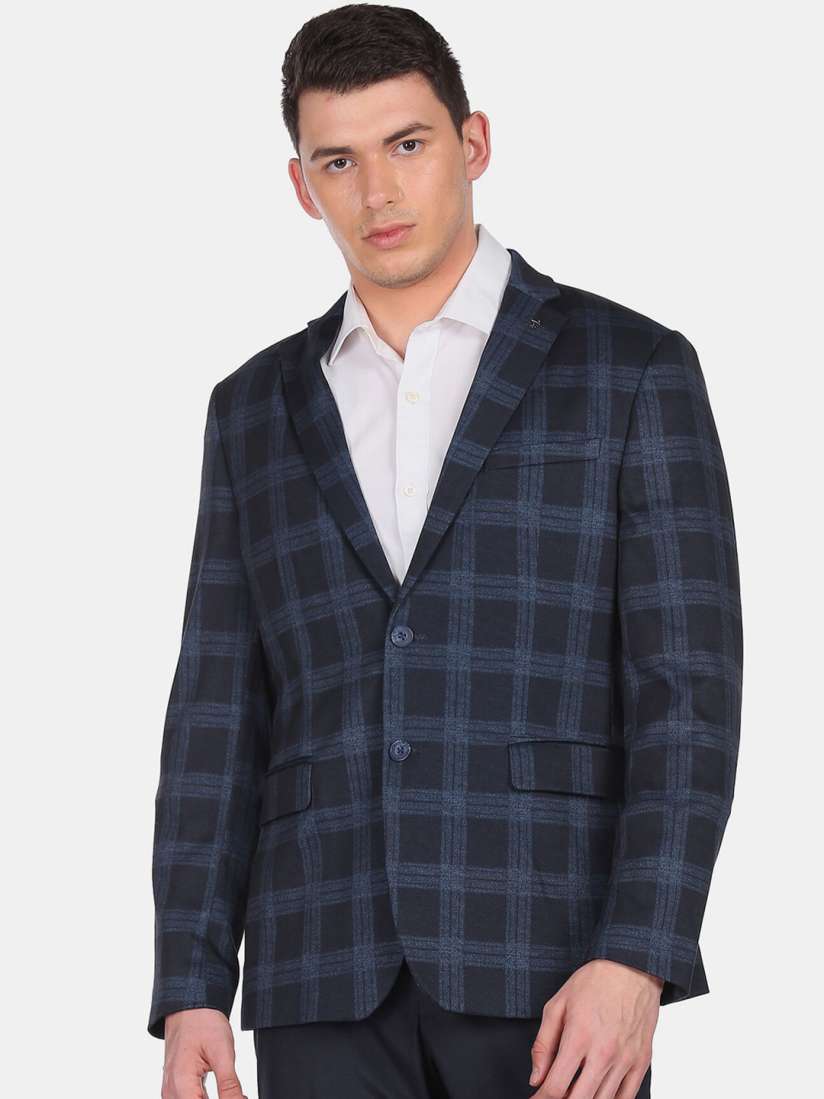 Buy Arrow Men Blue Checked Single Breasted Formal Blazers Blazers for Men 18675366 Myntra