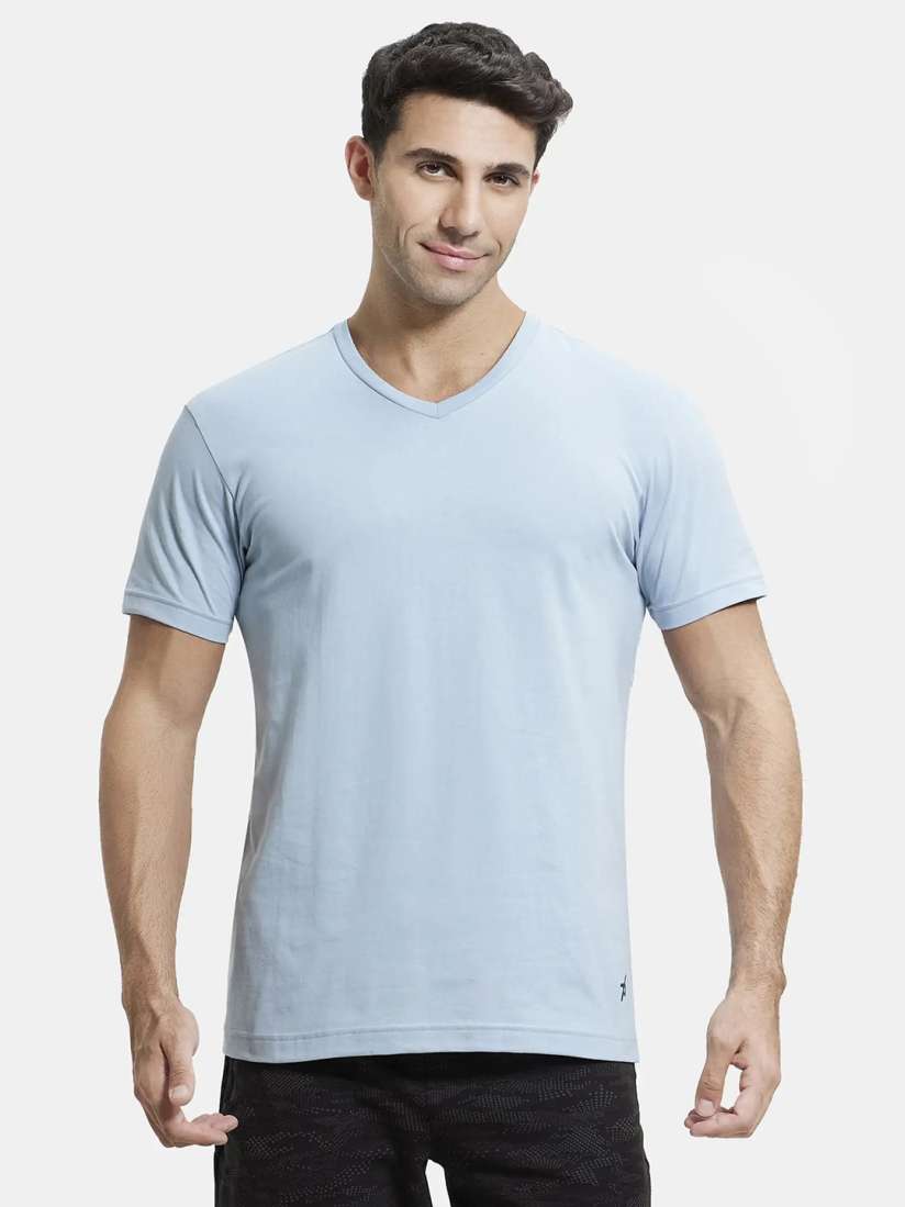 Buy Jockey Men Blue V Neck Raw Edge T shirt Tshirts for Men 18676222 Myntra