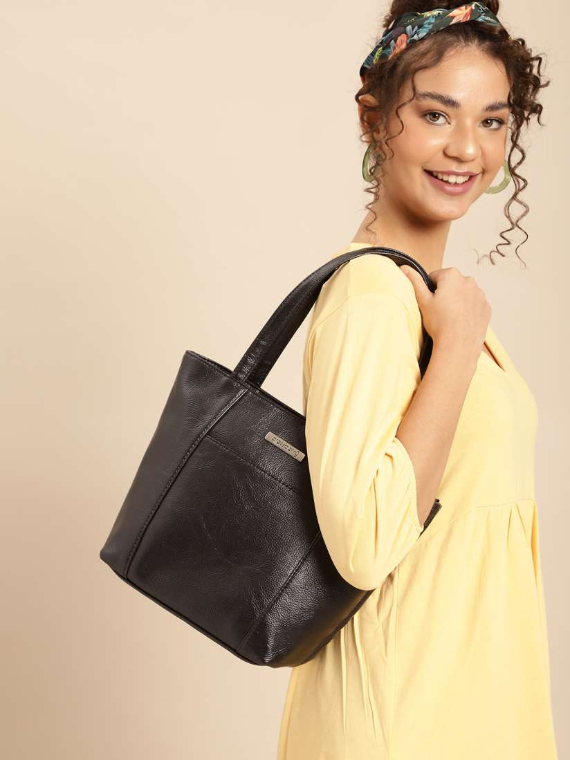 Buy DressBerry Black Textured Structured Shoulder Bag Handbags for Women 18679394 Myntra