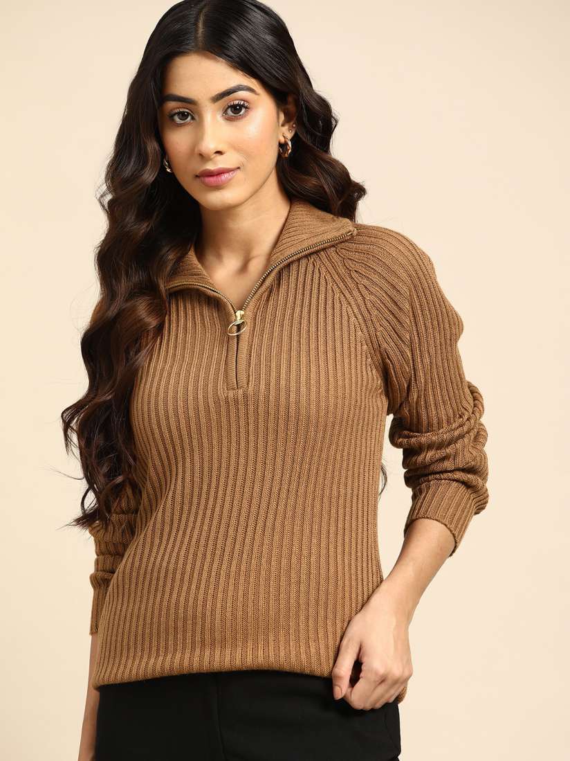 Buy all about you Women Brown Cable Knit Pullover Sweaters for Women 18679488 Myntra