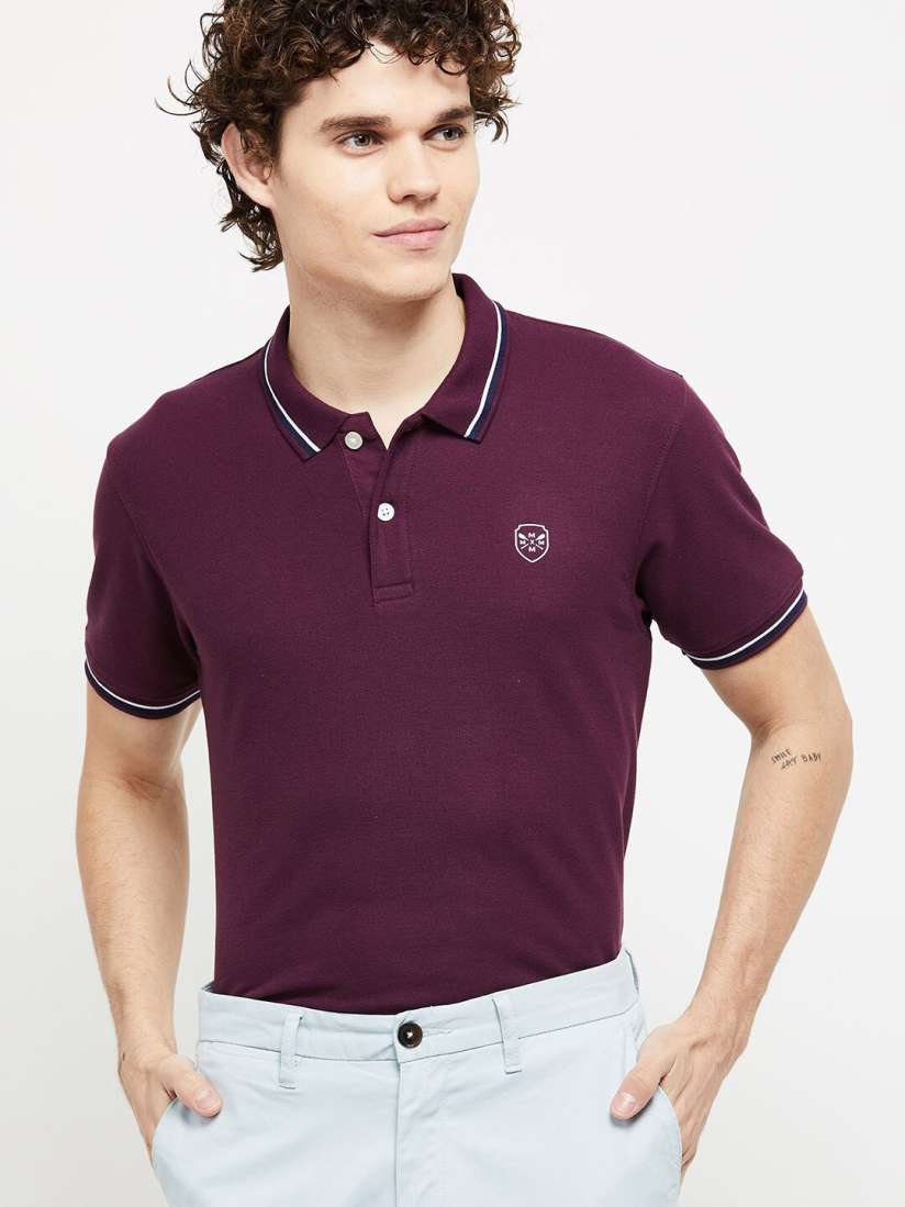 Mens burgundy polo t shirt 2025