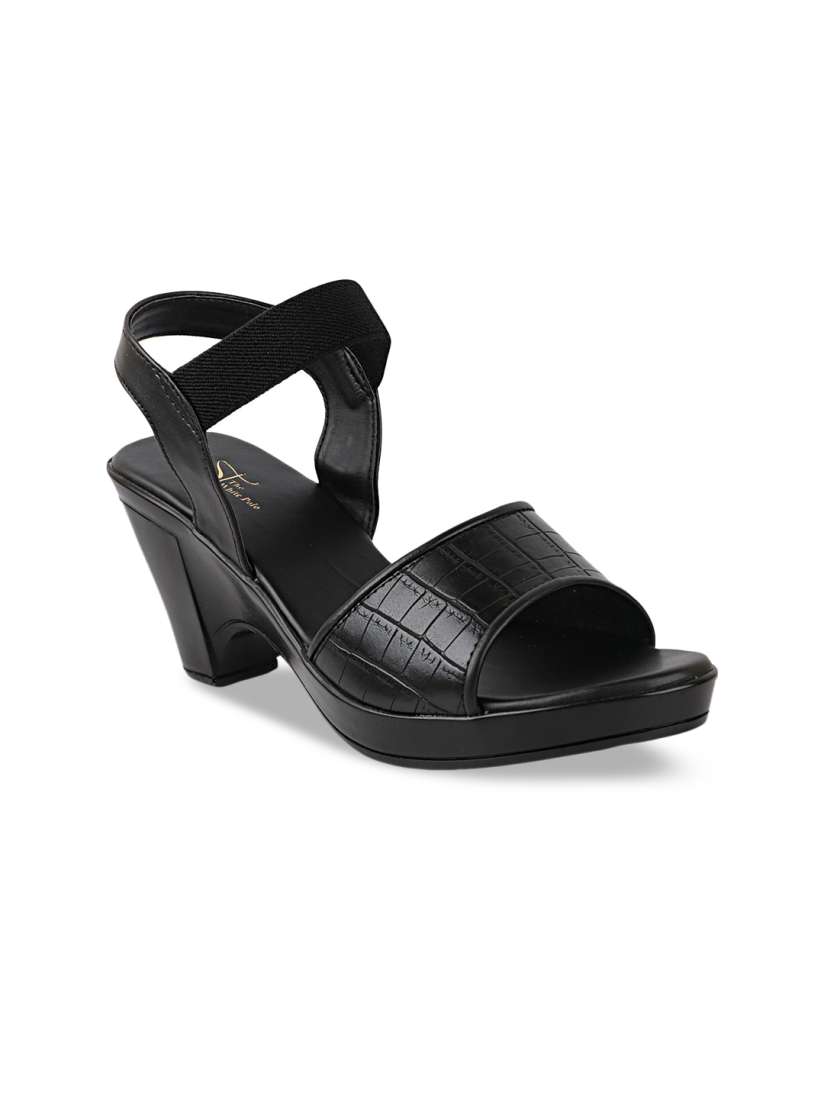 Black and white striped block heel shop