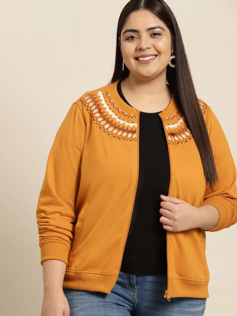 Buy Sztori Women Plus Size Mustard Embroidered Sweatshirt Sweatshirts for Women 18686888 Myntra