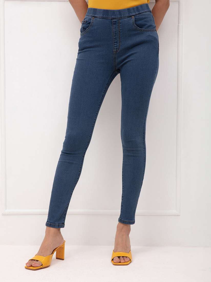 Buy 20Dresses Women Blue Solid Skinny Fit Jeggings Jeggings for Women 18689128 Myntra