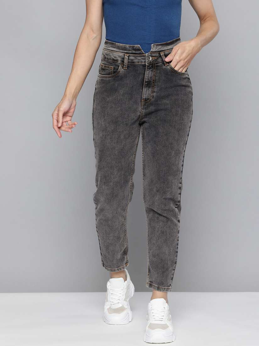 Buy Flying Machine Women Grey Mom Fit High Rise Light Fade Stretchable Jeans Jeans for Women 18689368 Myntra