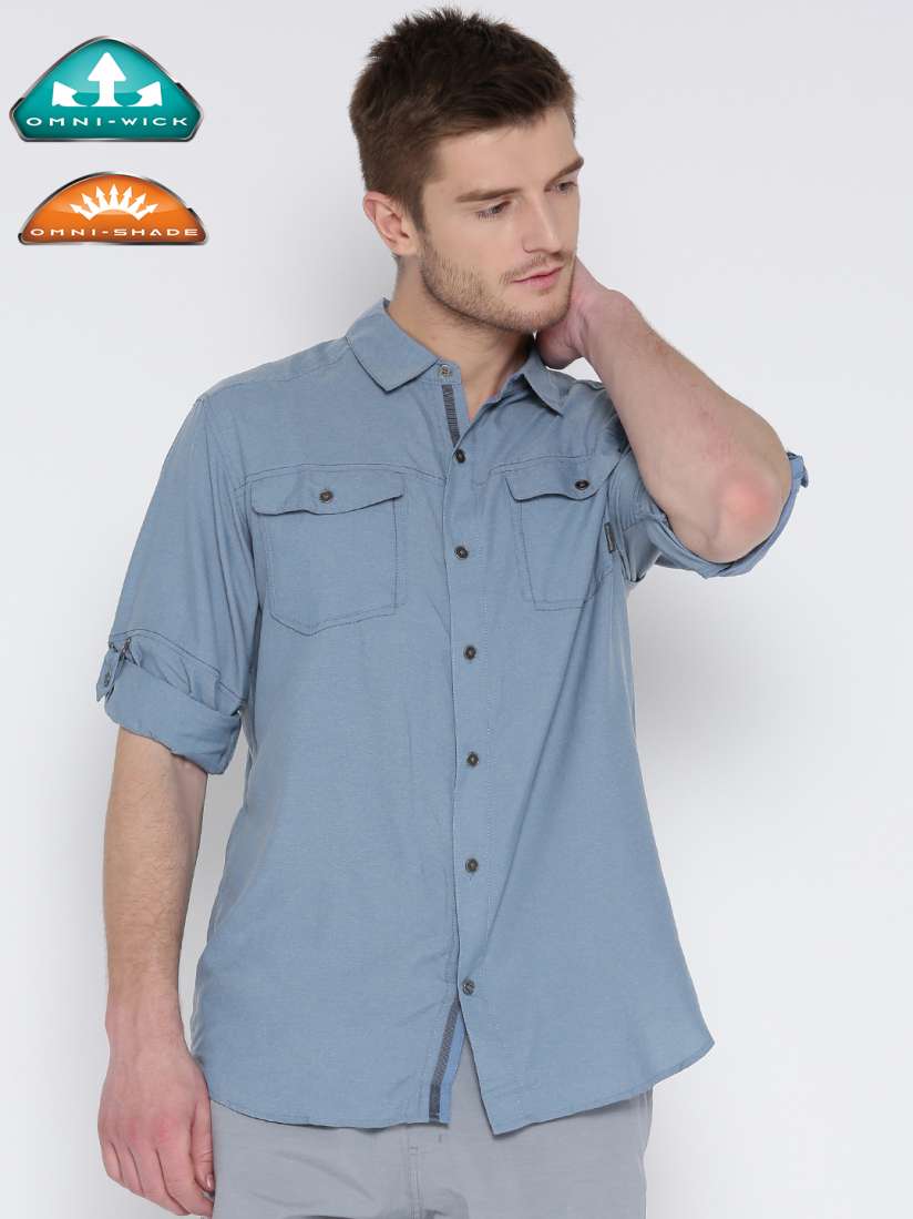Buy Columbia Men Blue Pilsner Peak II Long Sleeves Solid Hiking Shirt Shirts for Men 1869118 Myntra
