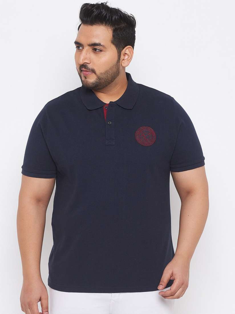 Plus size navy blue polo shirt clearance