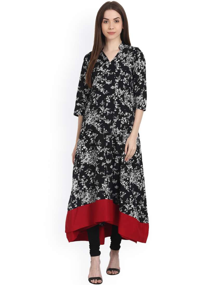 Nayo black printed anarkali kurta sales