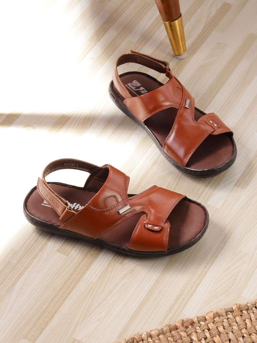 Buy Red Chief Men Tan Black Leather Comfort Sandals Sandals for Men 18705346 Myntra