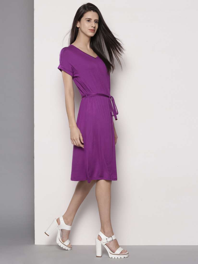 Buy DOROTHY PERKINS Women Purple Solid A Line Dress Dresses for Women 1870835 Myntra