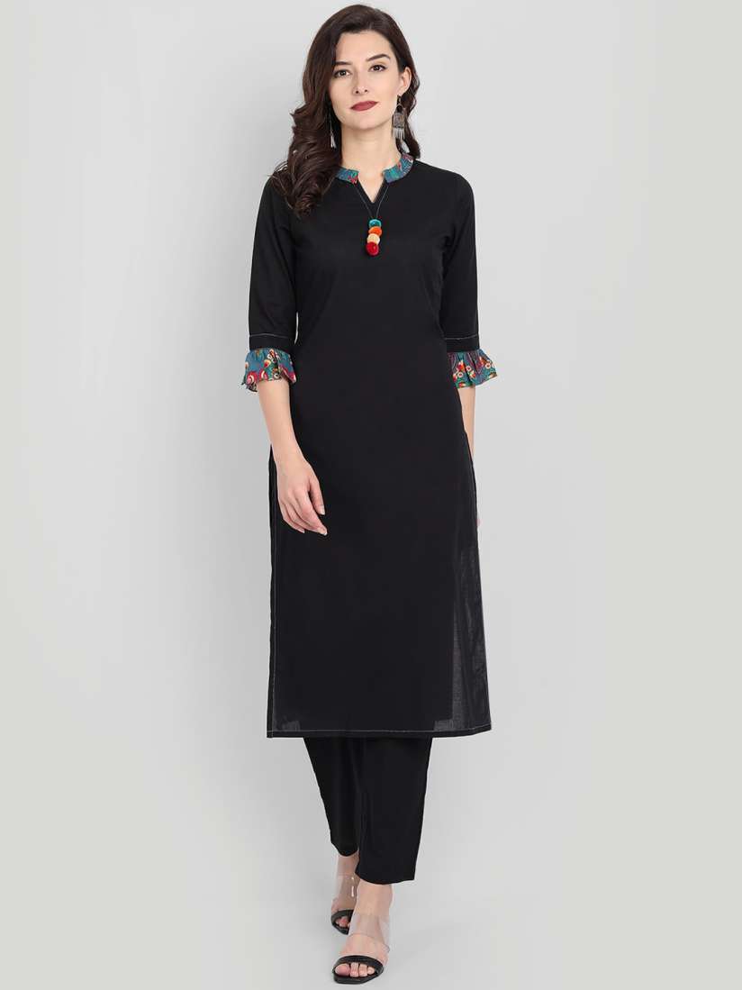 Myntra black long kurtis hotsell