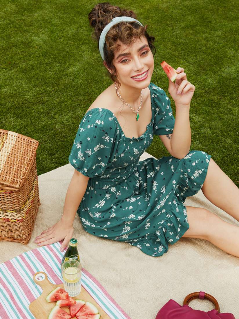 Buy ONLY Green Floral Dress Dresses for Women 18714278 Myntra