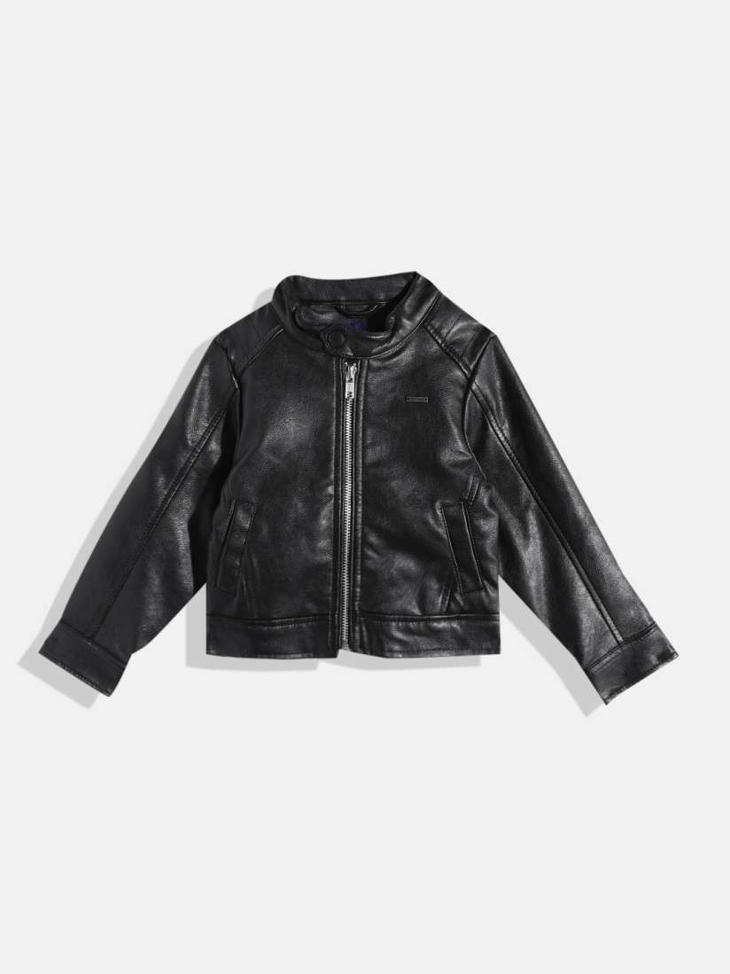 Buy Allen Solly Junior Boys Black Solid Faux Leather Jacket Jackets for Boys 18718698 Myntra