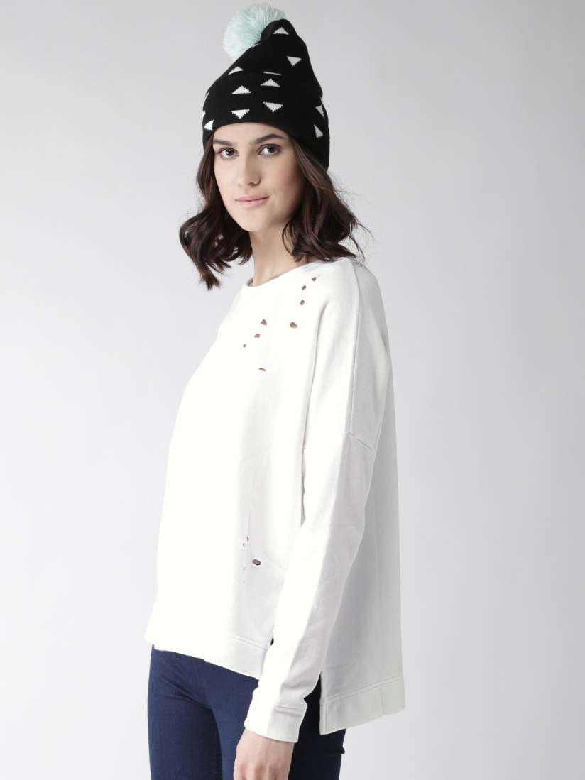 Buy FOREVER 21 Women White Solid Sweatshirt Sweatshirts for Women Myntra