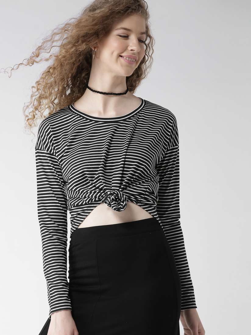 Buy FOREVER 21 Women Black White Striped Top Tops for Women 1872195 Myntra