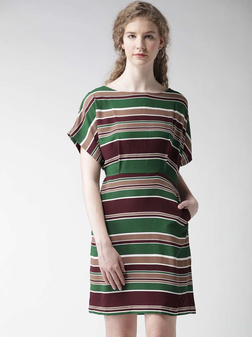 Buy FOREVER 21 Women Green Striped A Line Dress Dresses for Women 1872476 Myntra
