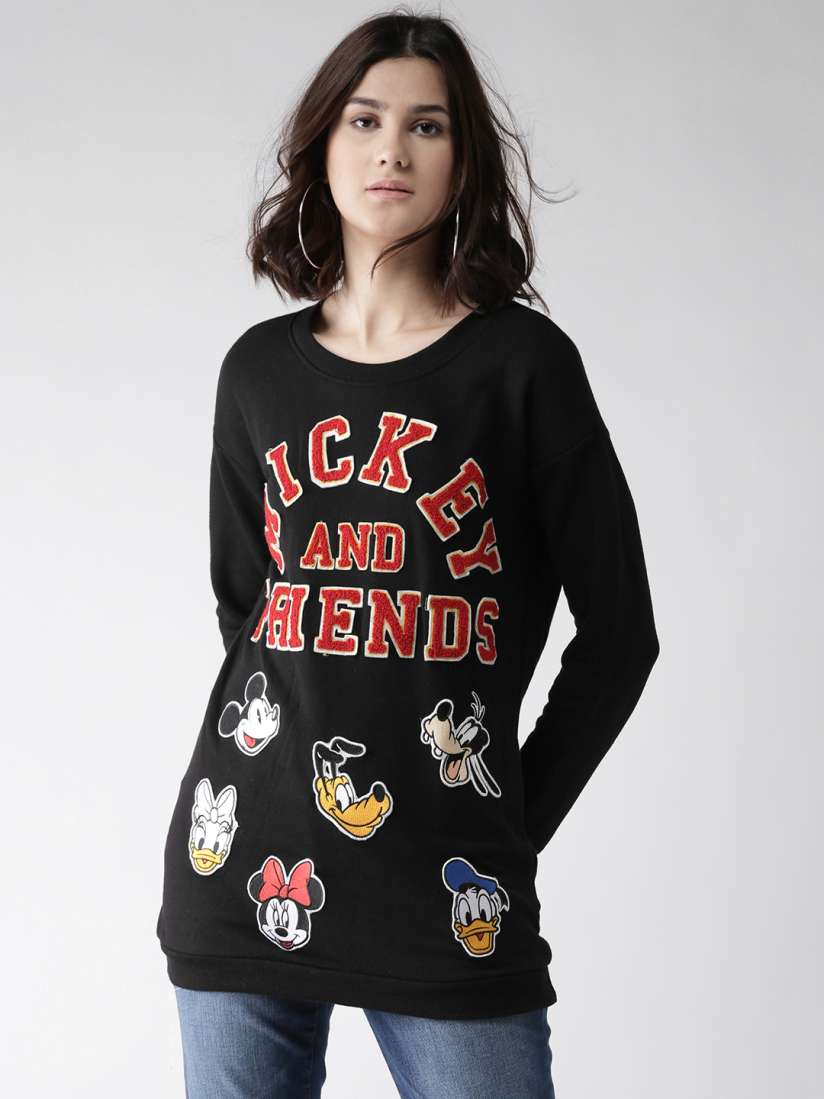 Buy FOREVER 21 Women Black Sweatshirt With Applique Detail Sweatshirts for Women Myntra