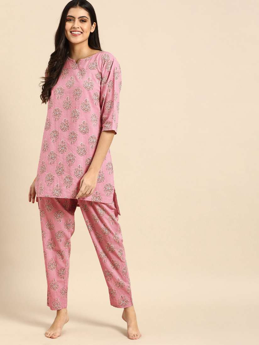 Cotton pyjamas for ladies myntra hot sale