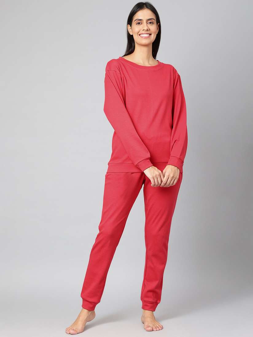 Buy FINSBURY LONDON Women Red Solid Loungewear Co Ords Co Ords for Women 18731050 Myntra