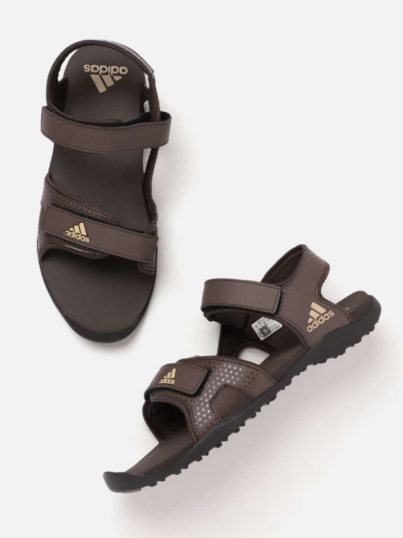 Adidas brown sandals sales