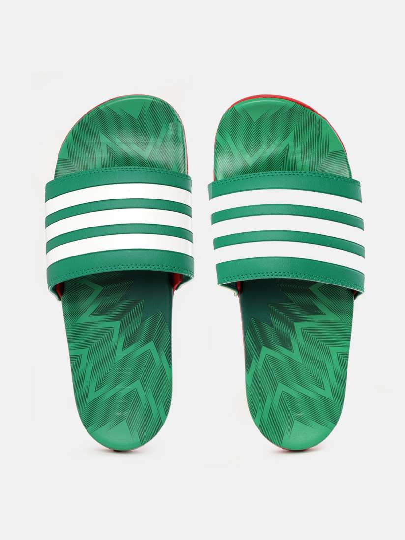 Adidas green sliders outlet