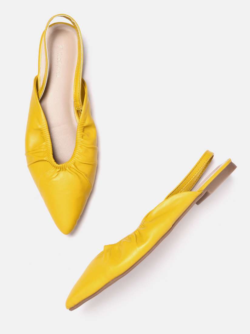 Mustard mules flat hot sale