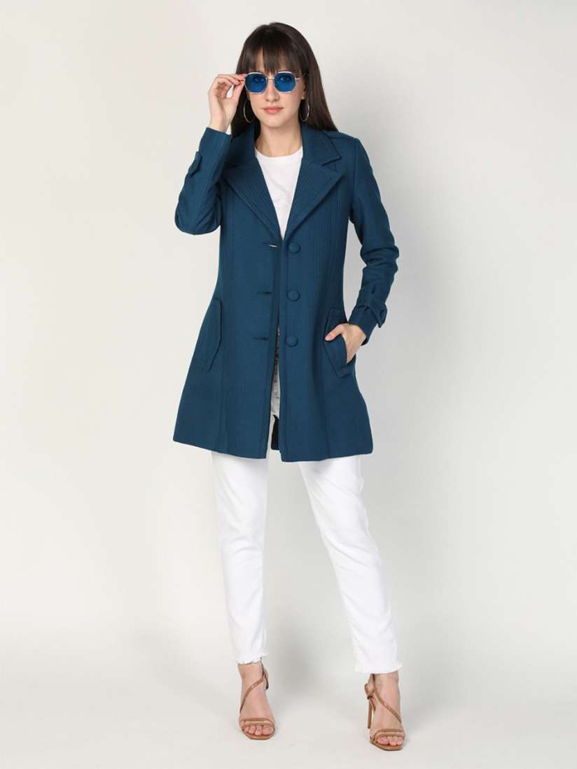 Buy HONNETE Women Teal Blue Solid Winter Coat Coats for Women 18743702 Myntra