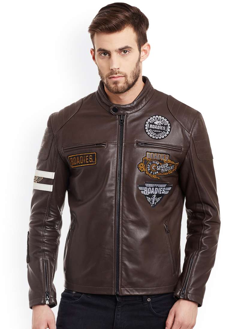 Buy Justanned Roadies Men Brown Solid Leather Biker Jacket Jackets for Men Myntra