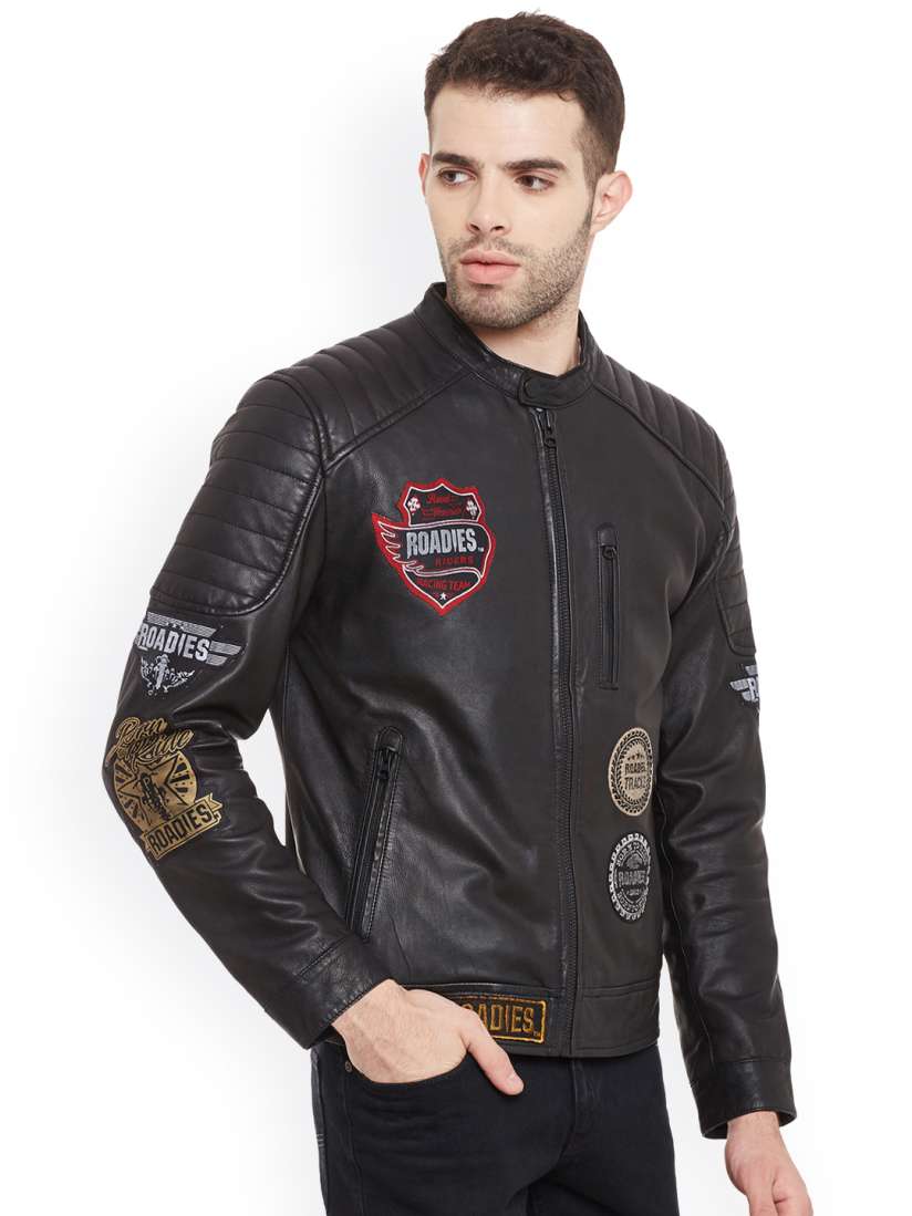 Buy Justanned Roadies Men Black Solid Leather Biker Jacket Jackets for Men Myntra