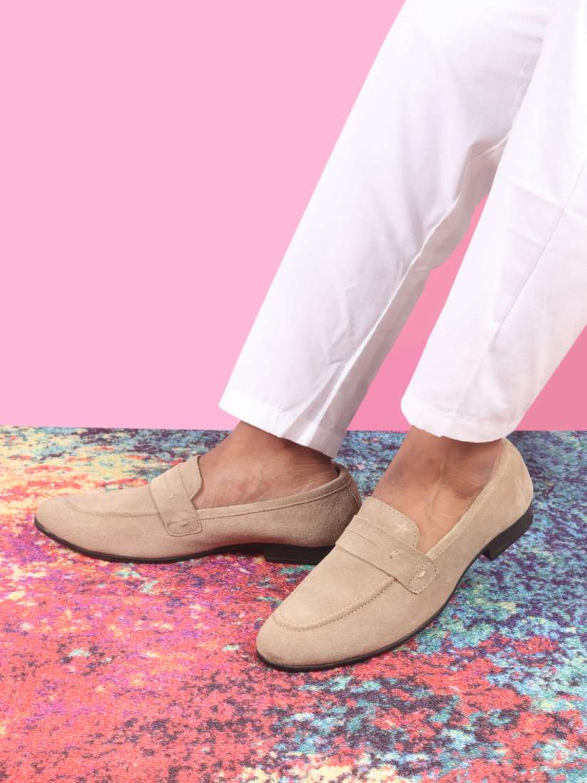 Mens beige slip on loafers clearance