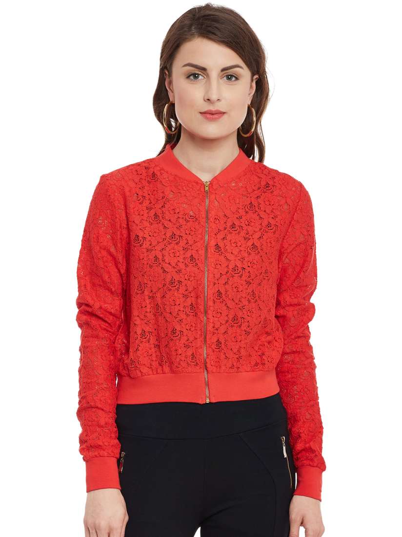 Red lace jacket womens outlet