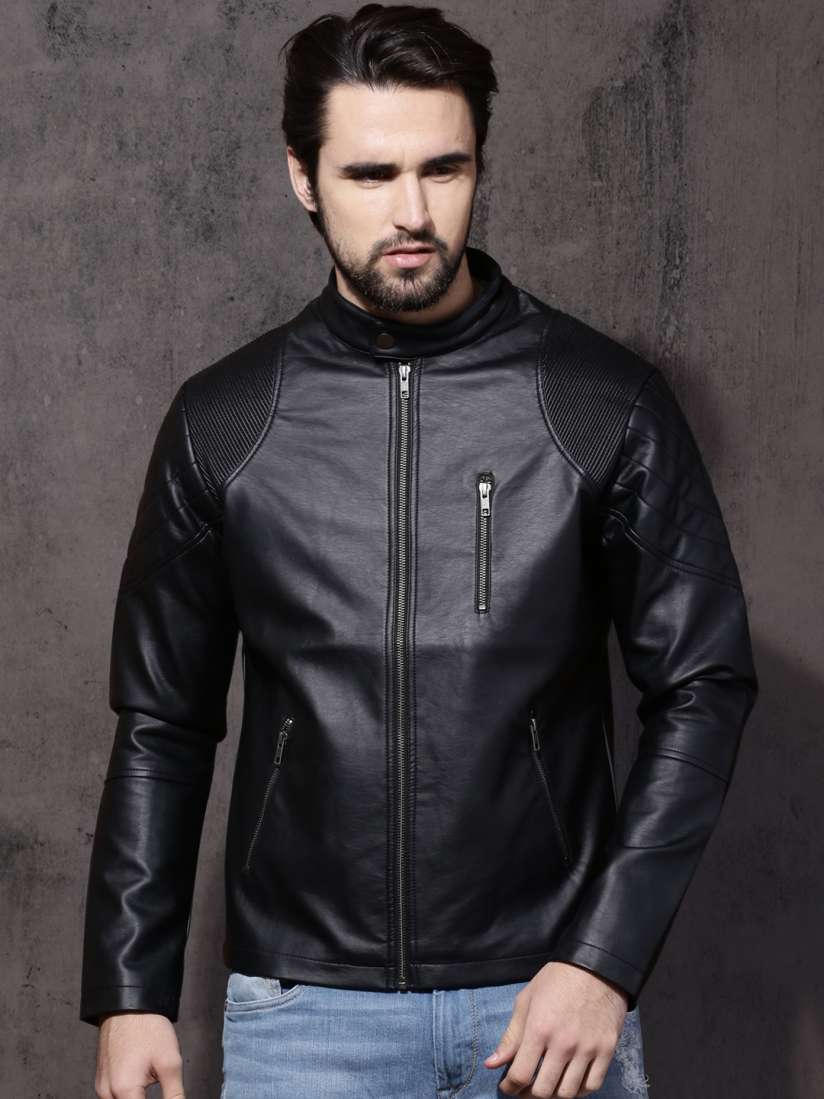 Buy Roadster Men Black Solid Biker Jacket Jackets for Men 1875819 Myntra