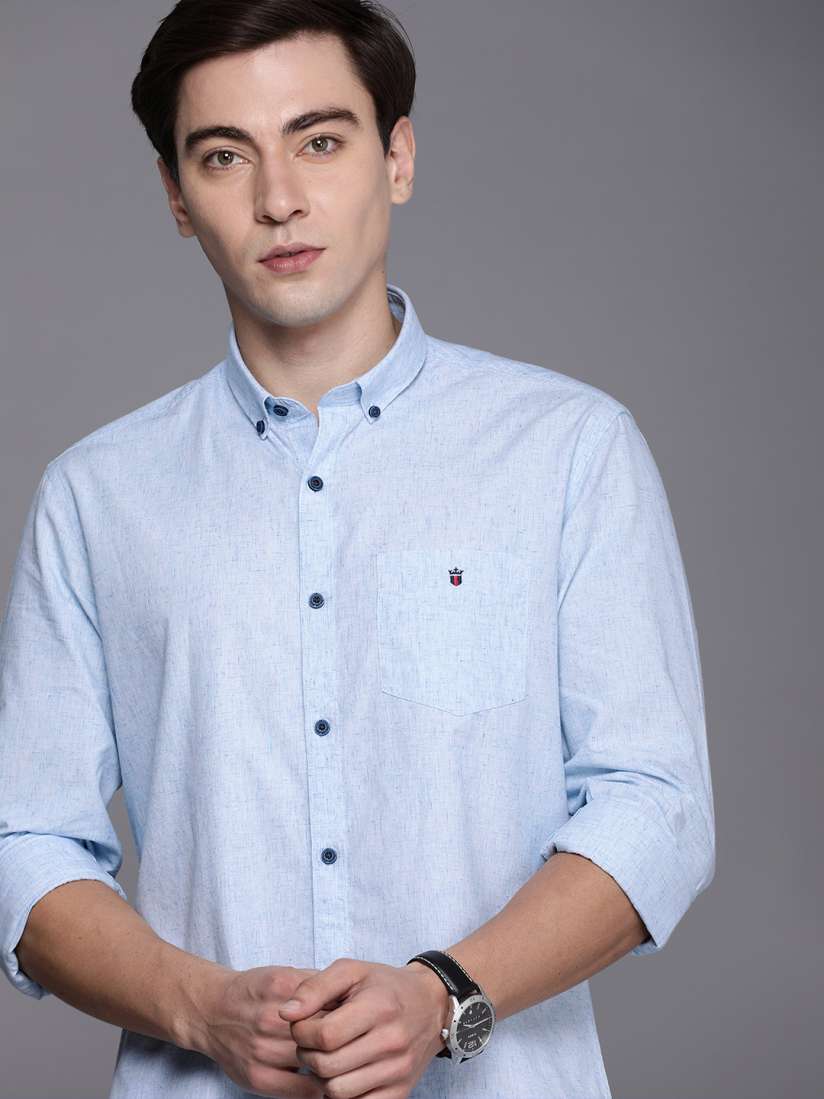 Buy Louis Philippe Sport Men Blue Self Design Slim Fit Casual Shirt Shirts for Men 18762058 Myntra
