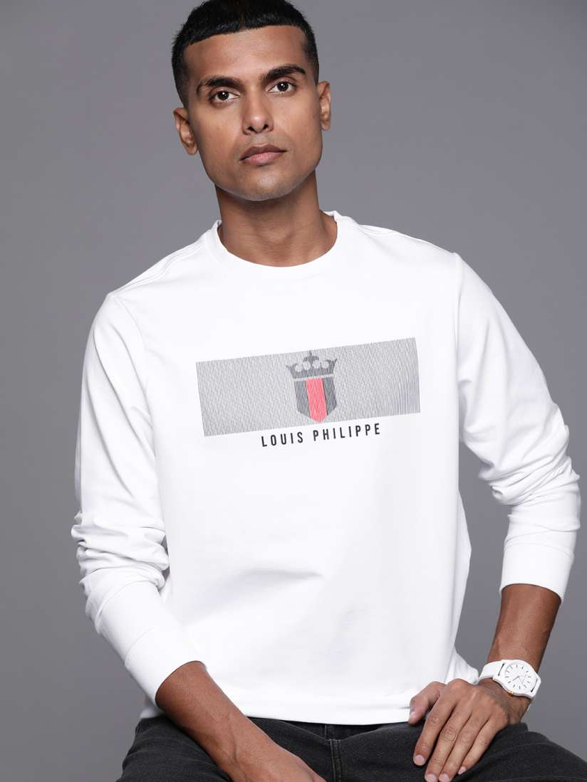 Buy Louis Philippe Sport Men White Printed Sweatshirt Sweatshirts for Men 18762244 Myntra