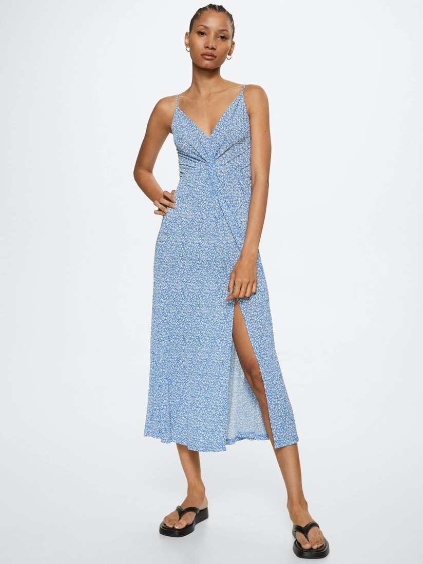 Mango blue and white dress cheap