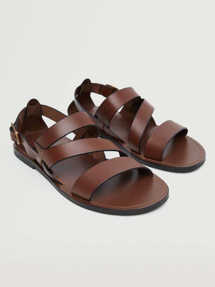 Buy MANGO MAN Coffee Brown Solid Leather Comfort Sandals Sandals for Men 18783766 Myntra