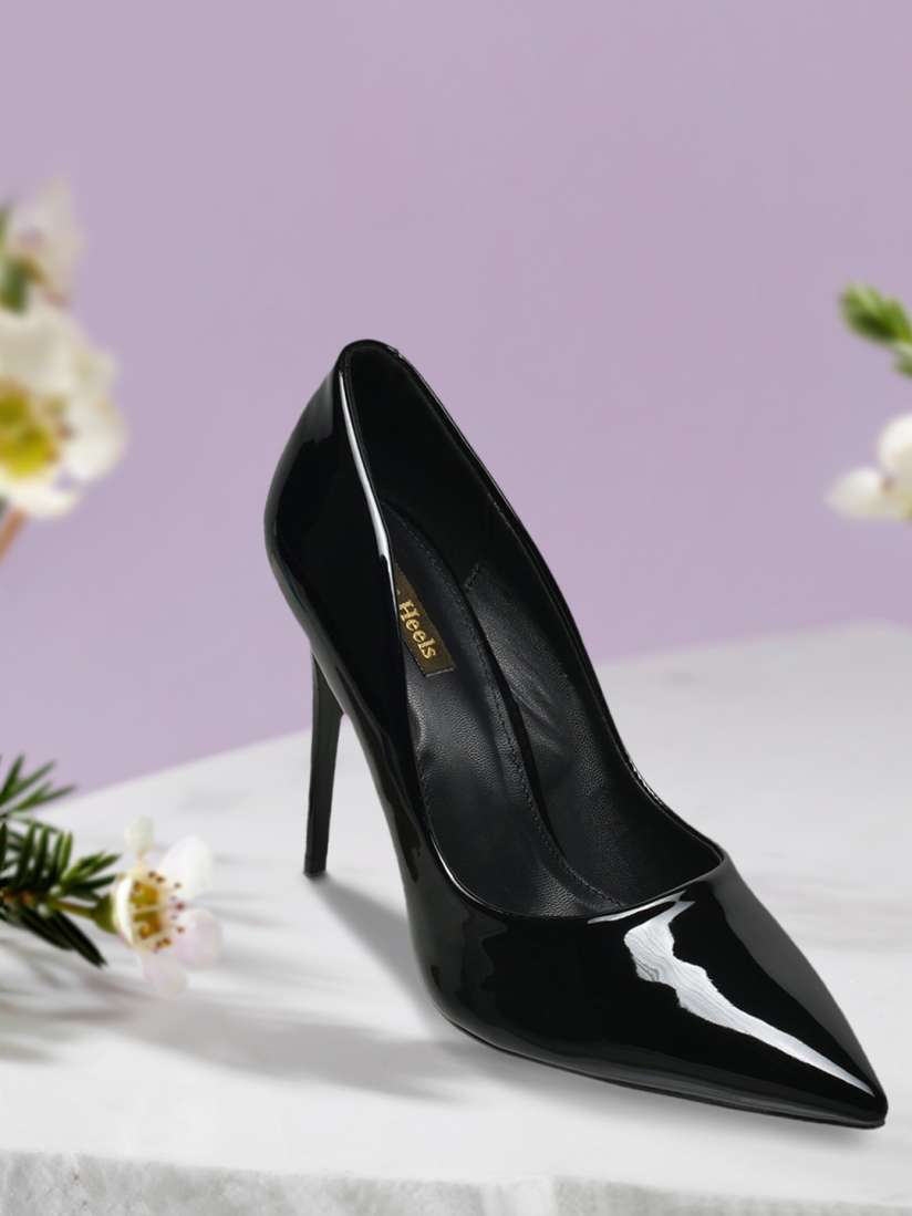 Flat black heels best sale