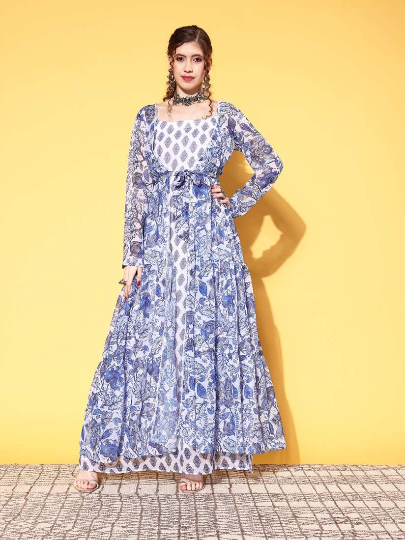 Buy Inddus Women White Ethnic Motifs Roman Column Dress Dresses for Women 18785316 Myntra