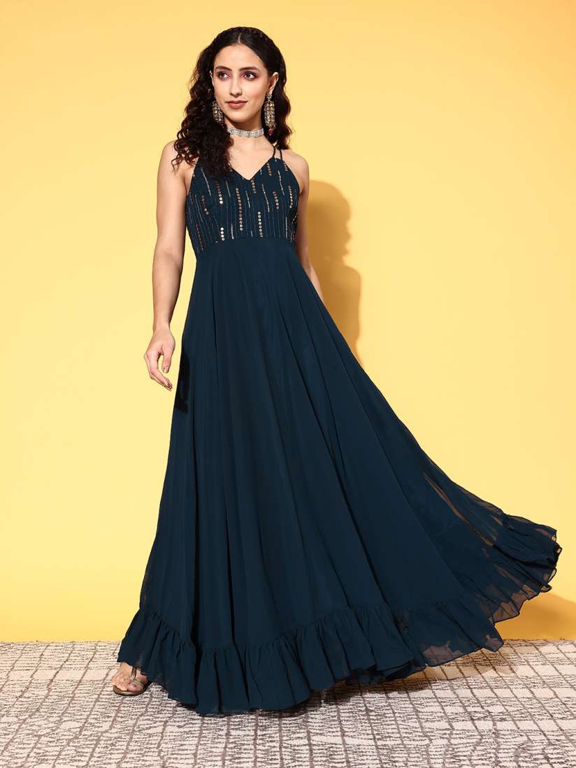 Buy Inddus Women Teal Embellished Gown for Days Dresses for Women 18785318 Myntra