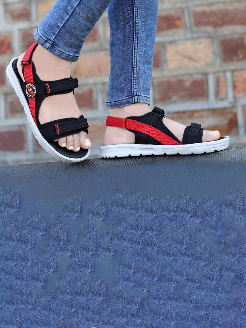 Red comfort sandals store