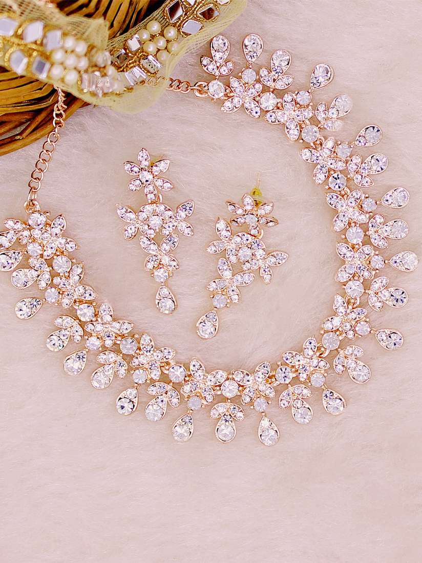 Rose gold bridal necklace set online