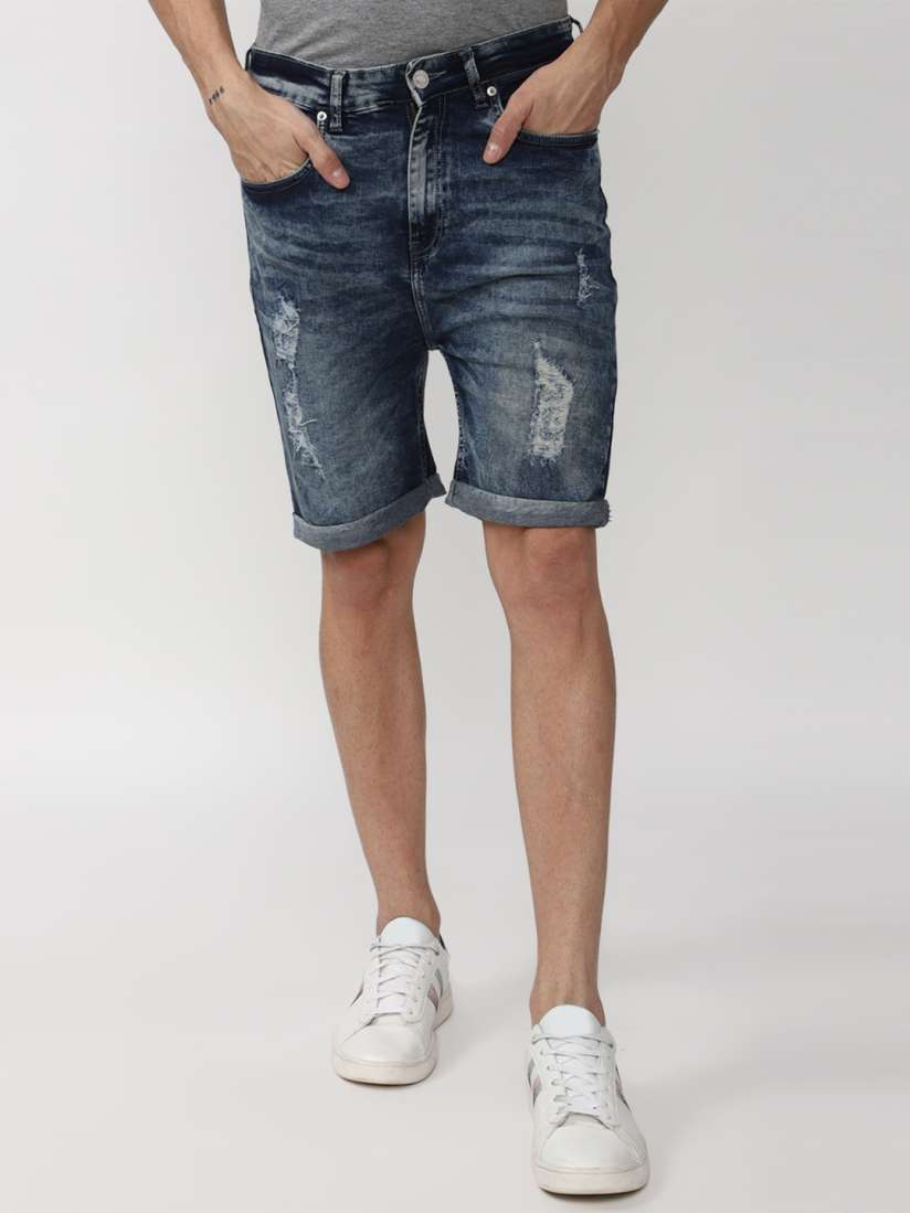 Buy FOREVER 21 Men Blue Washed Denim Shorts Shorts for Men 18798332 Myntra