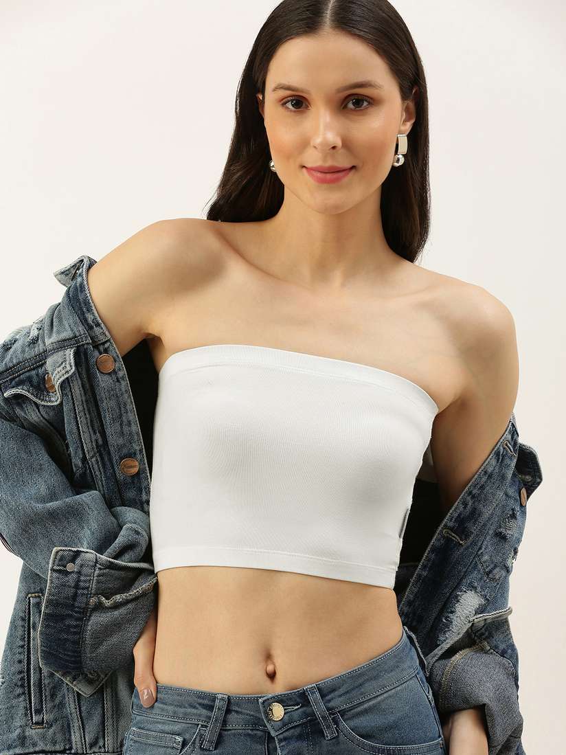 Cropped Tops Forever 21 White Bandeau Forever 21 Bandeau Top, Size