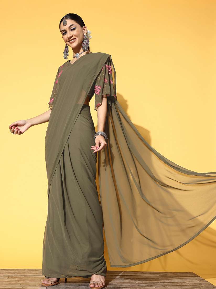 Myntra green saree top