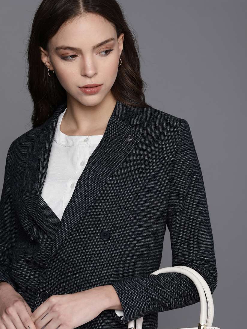 Buy Allen Solly Woman Women Grey Self Design Single Breasted Blazer Blazers for Women 18810164 Myntra