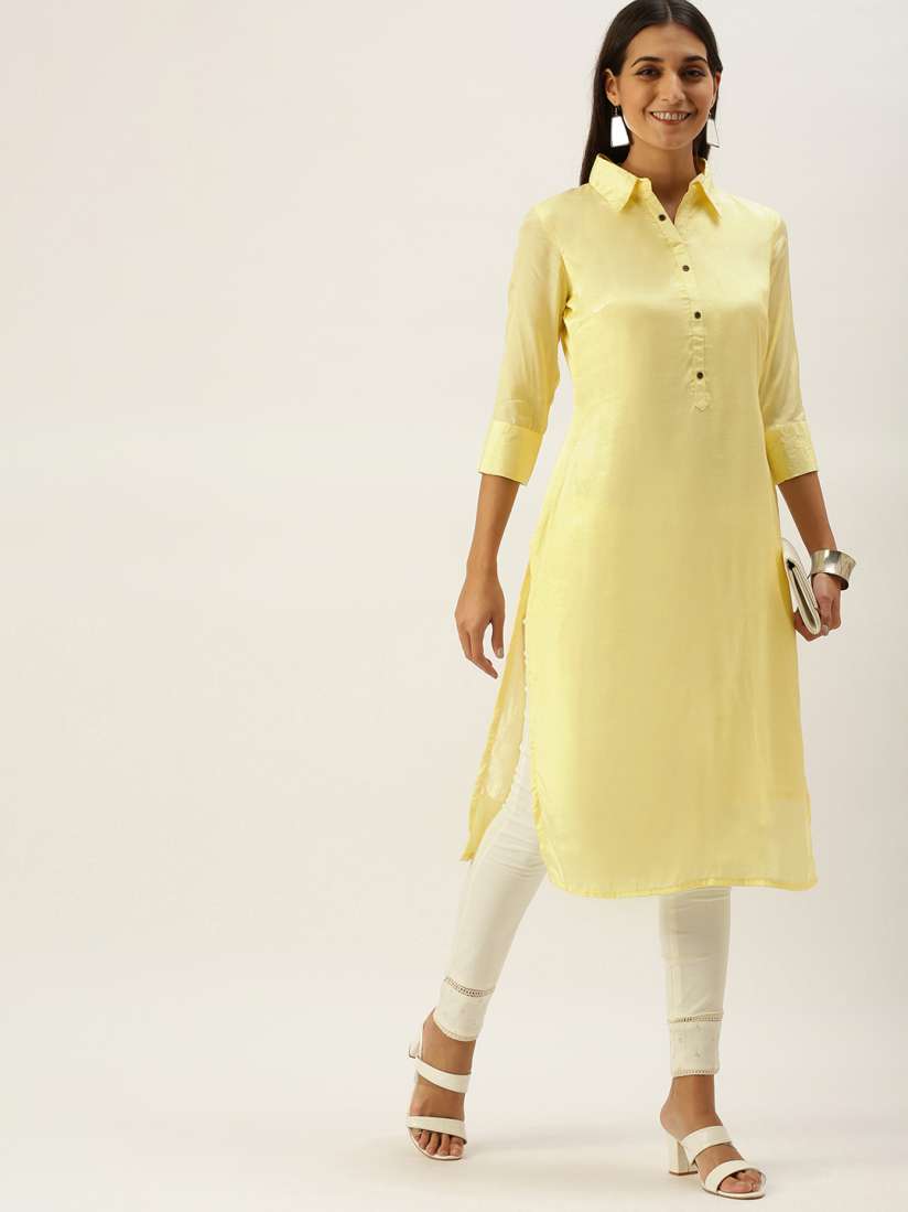 Buy Vedic Women Yellow Straight Kurta Kurtas for Women 18812708 Myntra