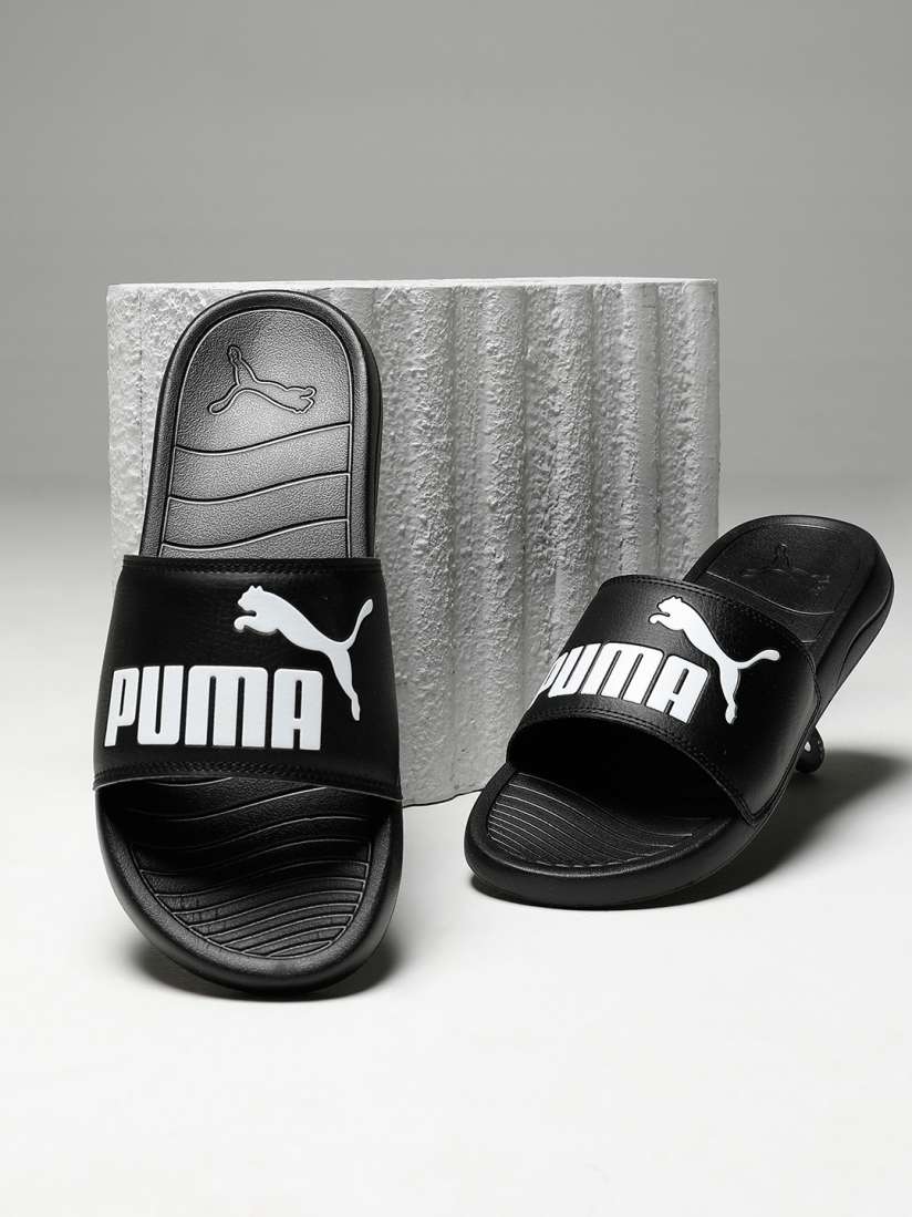Puma slides black and white shop