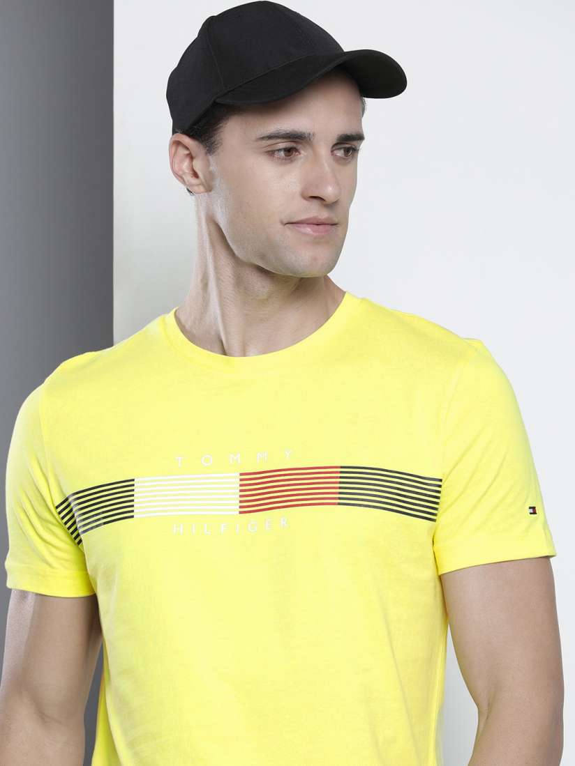 Buy Tommy Hilfiger Men Yellow Printed Slim Fit T shirt Tshirts for Men 18817598 Myntra