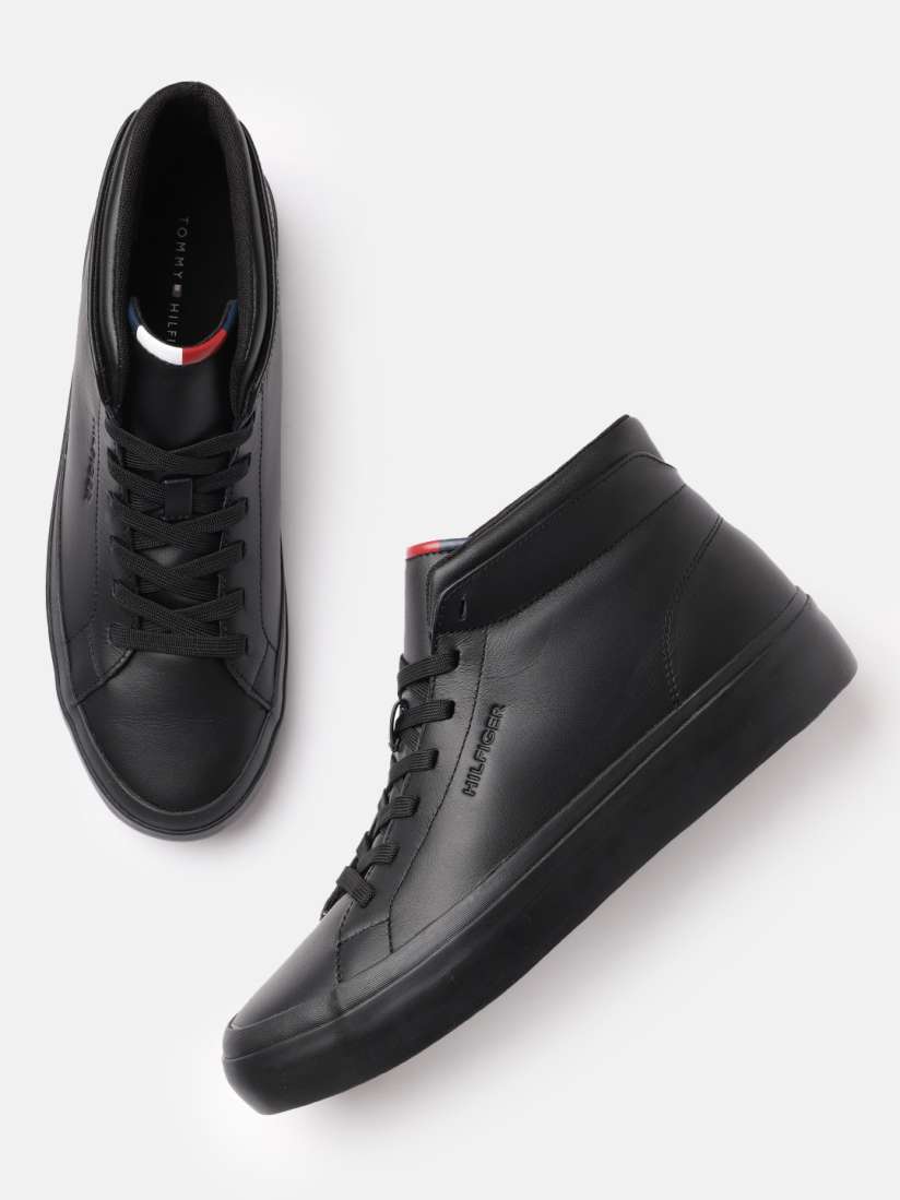Buy Tommy Hilfiger Men Black Leather Mid Top Sneakers Casual Shoes for Men 18818314 Myntra