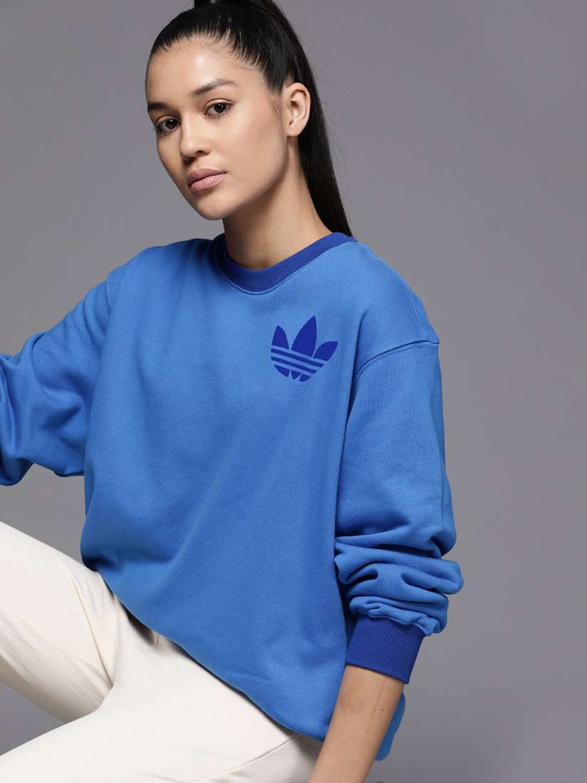 Buy ADIDAS Originals Women Blue Cotton Sustainable Adicolor 70S Printed Sweatshirt Sweatshirts for Women 18819018 Myntra